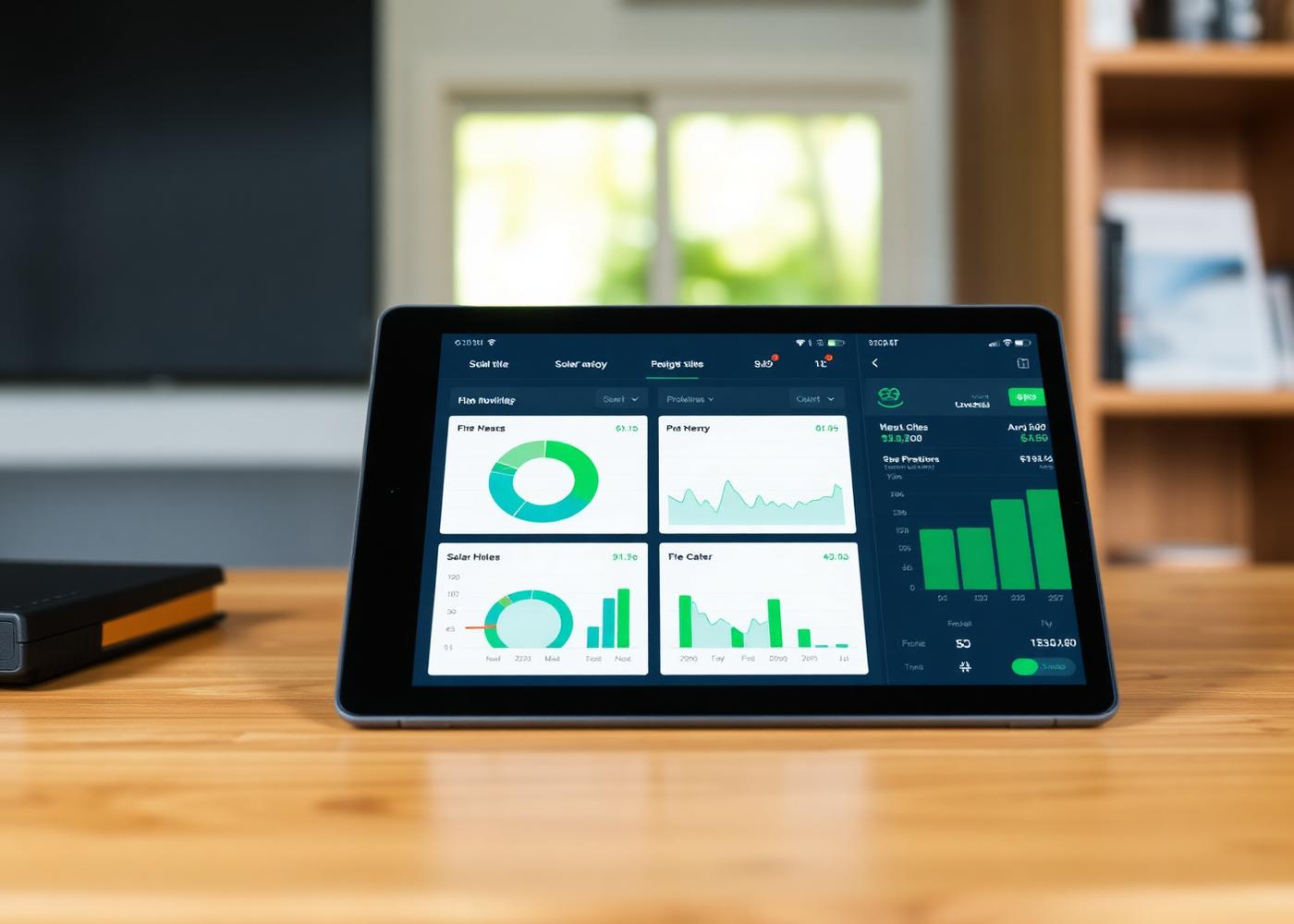 Energy monitoring dashboard on a tablet